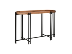 Console ALEXANDRA HOUSE LIVING em metal marrom com detalhes em madeira, 115x40x75cm