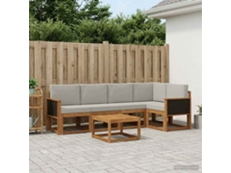 Vidaxl Conjunto De Sofás Para Exterior 6 Pcs Natural E Cinzento-claro