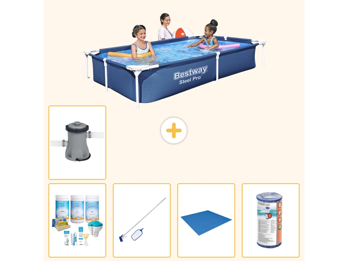Bestway Piscina Bestway Steel Pro Retangular - 221x150x43 Cm - 6-peças S22064
