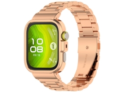 Bracelete para Huawei Watch Fit 4 Aço Inoxidável com Fivela Integrada de Três Contas Dourado Rosa XIAOMOYU