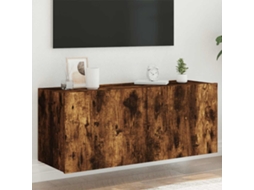 Vidaxl Móvel De Parede P/ Tv C/ Luzes Led 100x35x41 Cm Carvalho Fumado