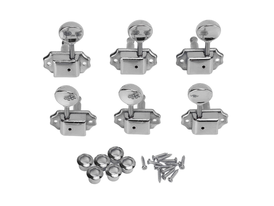 Conjunto de 6 Tarraxas de Metal para Guitarra, Chave de Afinação, Kit para Guitarra Acústica e Elétrica, Prata AQUAFORGE