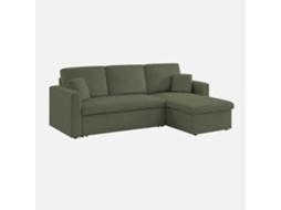 Sofá-cama De Canto Em Veludo Canelado, 3 Lugares, Cáqui Escuro