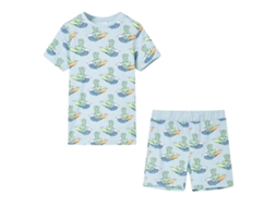 Pijama De Manga Curta Para Criança Azul-claro 128