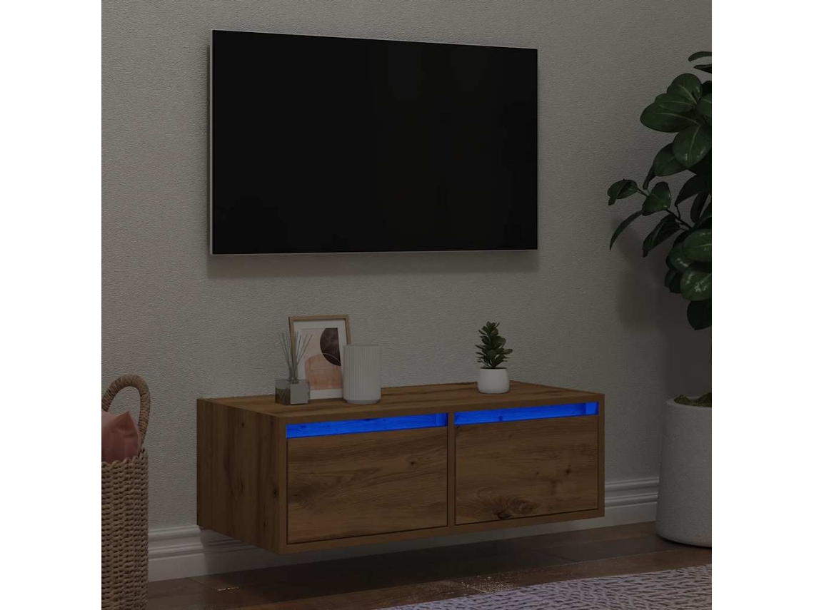 Vidaxl Móvel De Tv Com Luzes Led 75x35,5x25 Cm Carvalho Artisiano