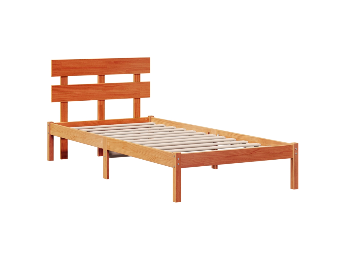 Conjunto 1 Estrutura Da Cama Vidaxl Castanho Madeira De Pinho Maciça (75 X 190 Cm)