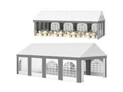 Tenda para Festa 4x8 M Tenda de Jardim com Paredes Removíveis Portas e Janelas Anti uv para Casamento e Eventos Cinzento PROFESIA BOYANG
