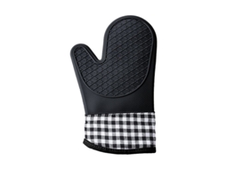 Luva de silicone grossa para forno, 2026, antiderrapante e resistente ao calor, para cozinha, micro-ondas, preta.