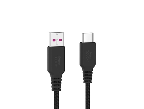 Carregador de Carro Supertouch Duplo 2 Usb-A com Cabo Tipo Usb-C Preto Black