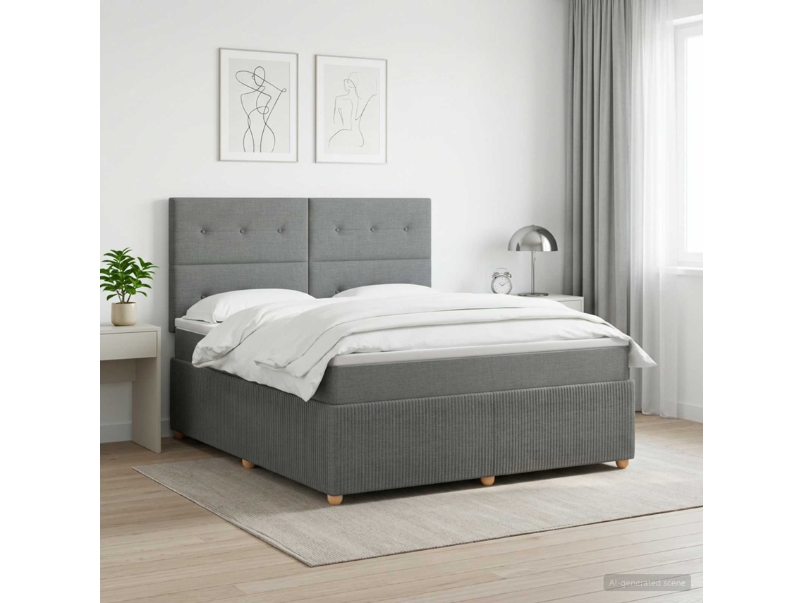 Vidaxl Cama Box Spring Com Colchão Cinzento-escuro 160 X 200 Cm Tecido