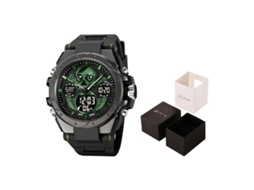 Relógio Eletrônico Esportivo Masculino À Prova D'água com Caveira Luminosa MDUG (preto e Verde)