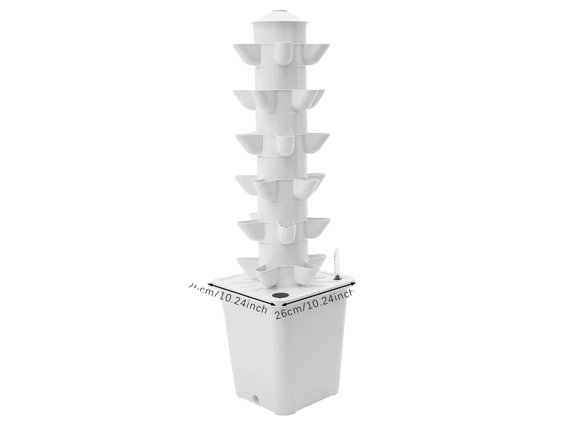 Kit De Cultivo Vertical Hidropônico, 6 Camadas, 30 Buracos De Plantio, Branco