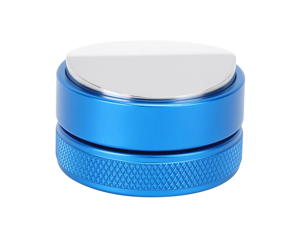Distribuidor De Café Reutilizável Em Aço Inoxidável Para Uso Doméstico, Compactador Pó, Martelo Com Altura Ajustável 51 Mm E Base Convexa Azul.