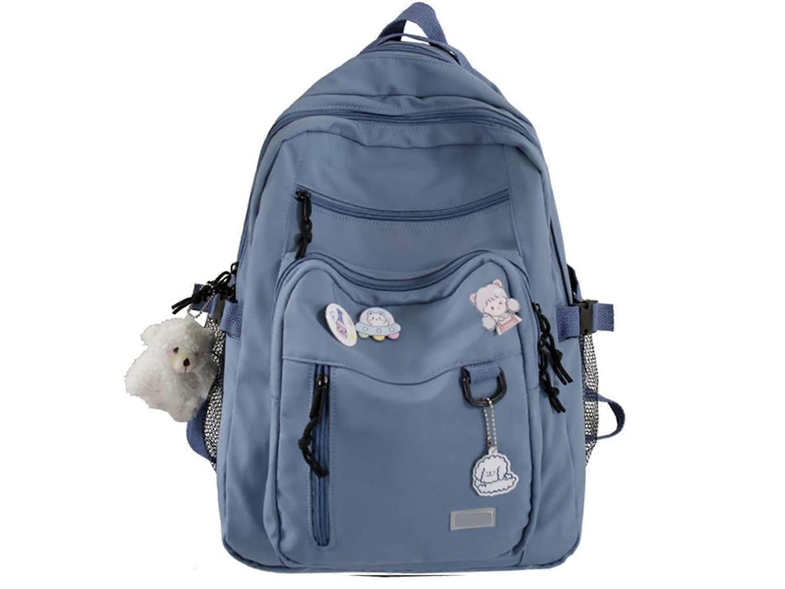 Mochila Elegante Para Estudantes Na Cor Azul Com Lindos Enfeites De Acrílico. Olysi Shop