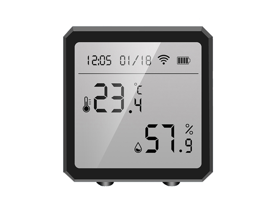 2026 sensor Inteligente Wifi de Temperatura e Humidade com Tela Digital Higrómetro Termômetro Interior Compatível com Alexa Controle por Voz Preto