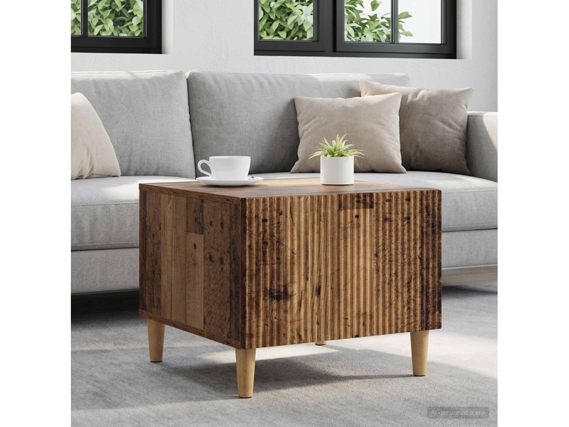 Vidaxl Mesa De Centro Com Gaveta Madeira Antiga 49 X 50 X 40 Cm