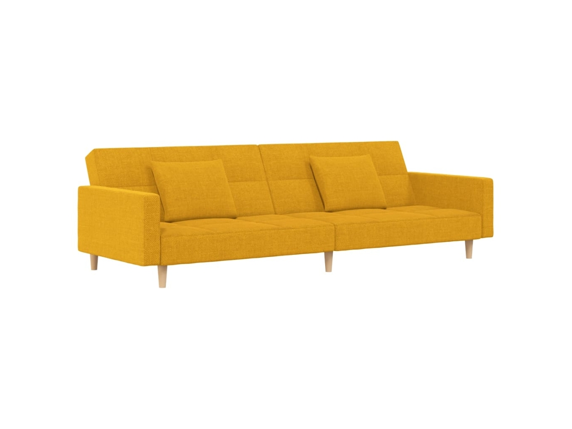 Sofá-cama 2 Lugares Com Duas Almofadas Vidaxl Tecido Amarelo
