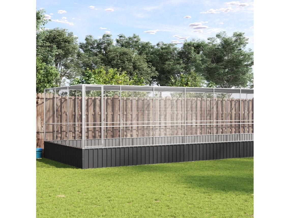 Vidaxl Aviário Com Extensão 725x307x212 Cm Aço Prateado