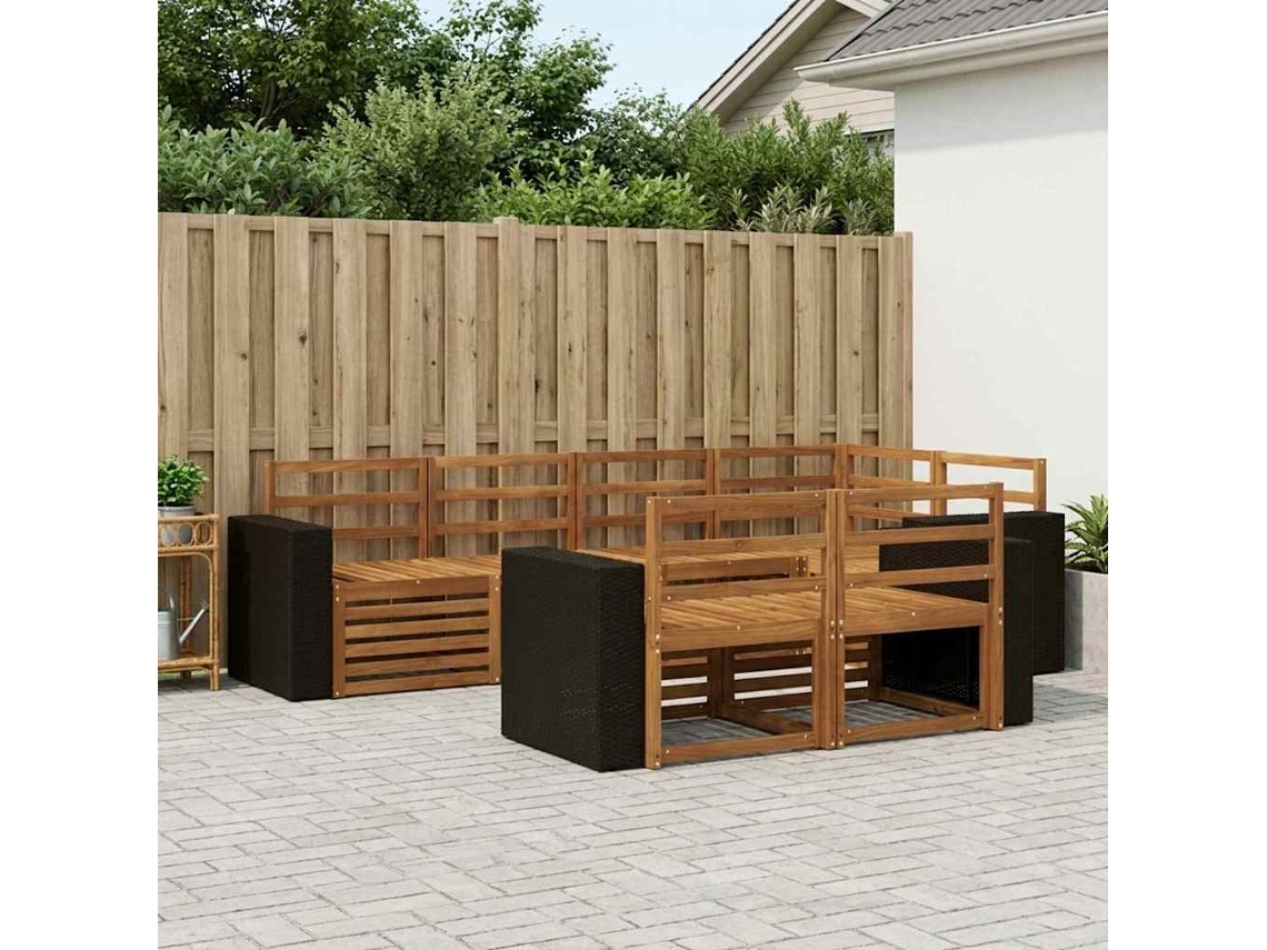 Vidaxl Conjunto De Sofás Para Exterior 7 Unid. Natural Poliéster