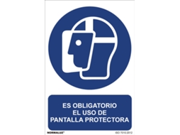 Sinal Uso Obrigatório NORMALUZ "É Obrigatório NORMALUZ O Uso de Viseira de Proteção" (Pvc 0.7Mm) 30X40Cm
