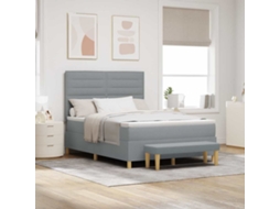 Vidaxl Cama Box Com Cabeceira Cinzento-claro 190 X 140 Cm Tecido