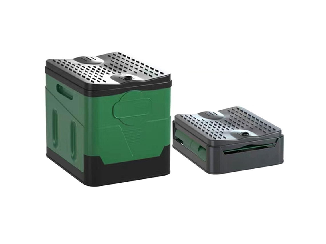 Sanitário portátil dobrável para camping e viagens.