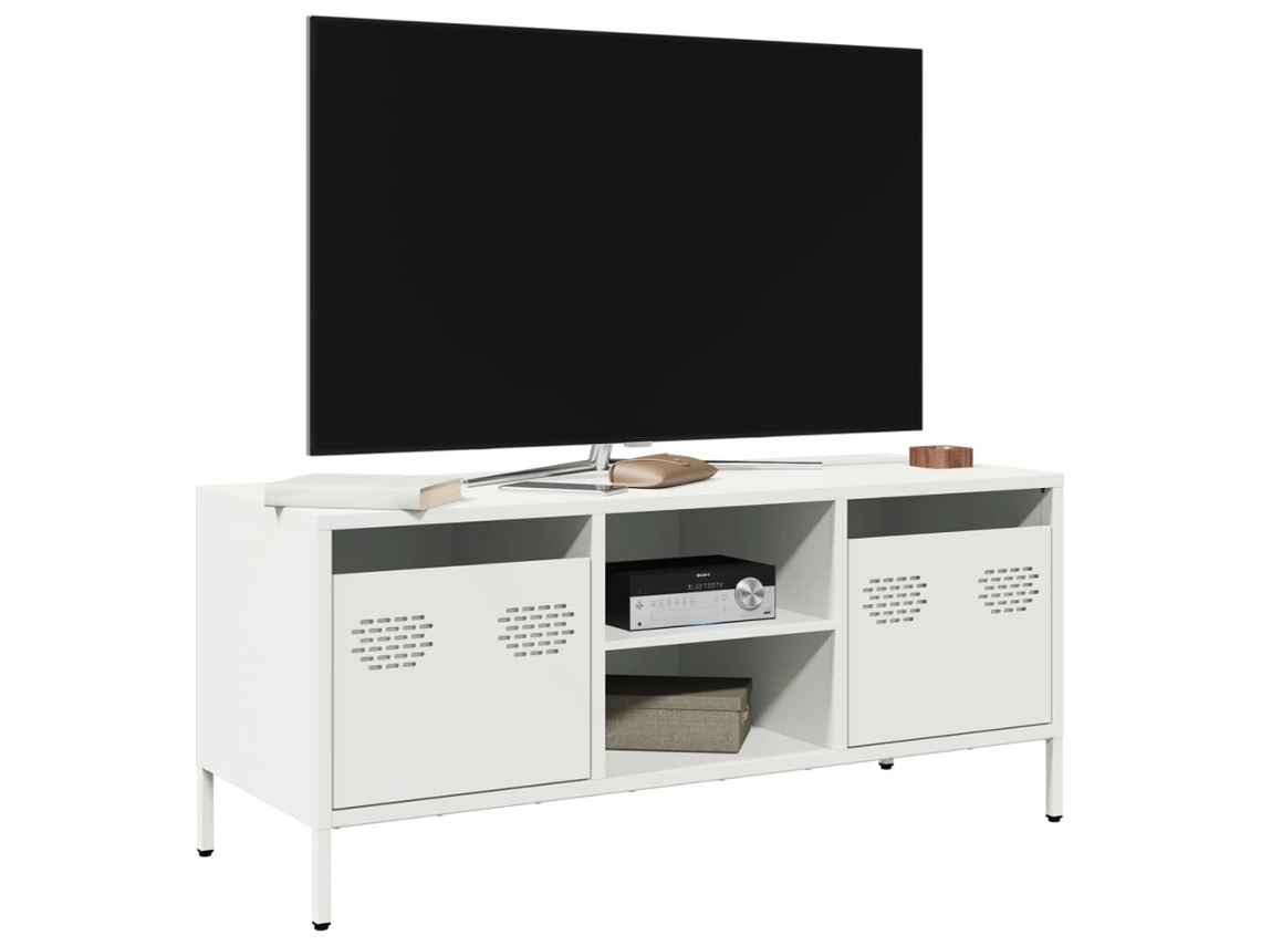 Vidaxl Móvel De Tv 101,5x39x43,5 Cm Aço Laminado A Frio Branco