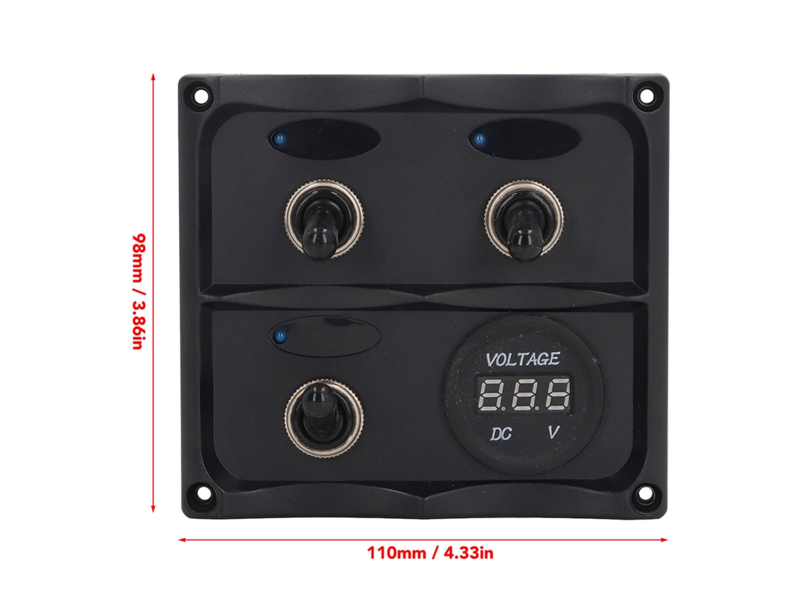 Laxiscreed Painel De Interruptores Led À Prova D'água Para Uso Marítimo Com 3 Grupos E Display Dc 12v-24v