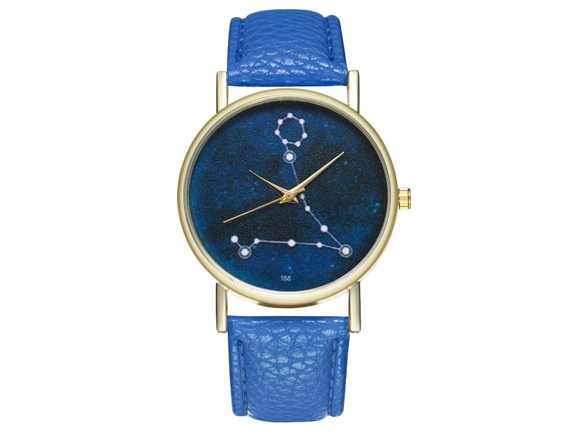 Reloj De Cuarzo Unisex Con Correa De Cuero Pu Moda Dial Grande Azul Real