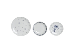 Conjunto de 18 Peças de Louça de Porcelana Azul, 27x27x3cm ALEXANDRA HOUSE LIVING