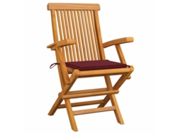 Maison Exclusive - Cadeiras Jardim C/ Almofadões Vermelho Tinto 2 Pcs Teca Maciça