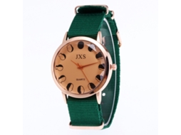 Reloj De Pulsera De Cuarzo Con Correa De Nylon Para Hombres Y Mujeres Estilo Casual (verde)