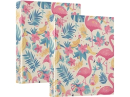 Pasta De Papelaria Com Prancheta, Estampa Flamingos Rosa E Frutas, 3,8cm 1,5 Polegadas, Embalagem Com 200 Folhas 1 2