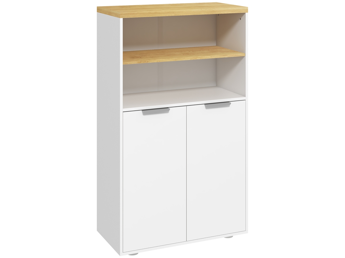 Armário para Banheiro com 2 Portas e 2 Compartimentos Abertos 60x30x102 cm Branco VISTA