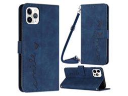 Capa Pega Para Iphone 14 Pro Pele Sintética Azul