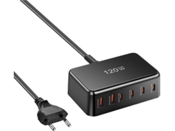 Chargeur Rapide Usb C Chargeur Multiport Para Telefone,120w 6 Portas Charge Rapide Para Usuários D Gokoco