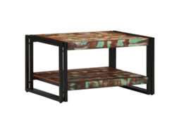 Vidaxl Mesa De Centro Multicor 70x50x38 Cm Madeira Maciça Recuperada