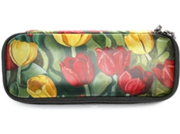 Estojo para lápis com estampa floral retrô de rosas, grande capacidade para marcadores, organizador escolar.