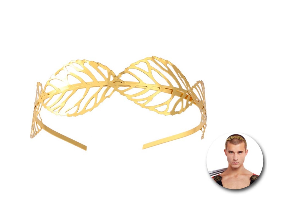 Tiara romana com folhas douradas