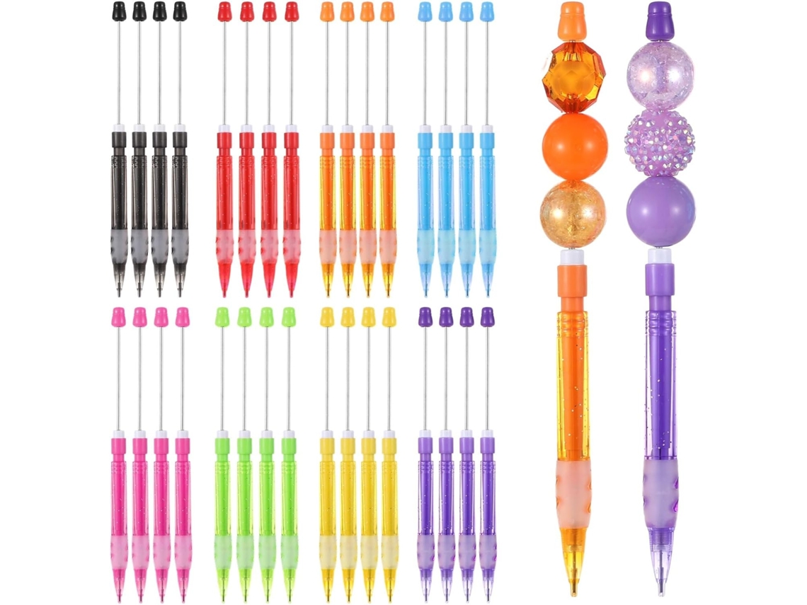 32 Mini Lápis com Miçangas, Lápis Personalizados de 0,7 mm com Diversas Pontas para Contorno, Desenho e Gravação