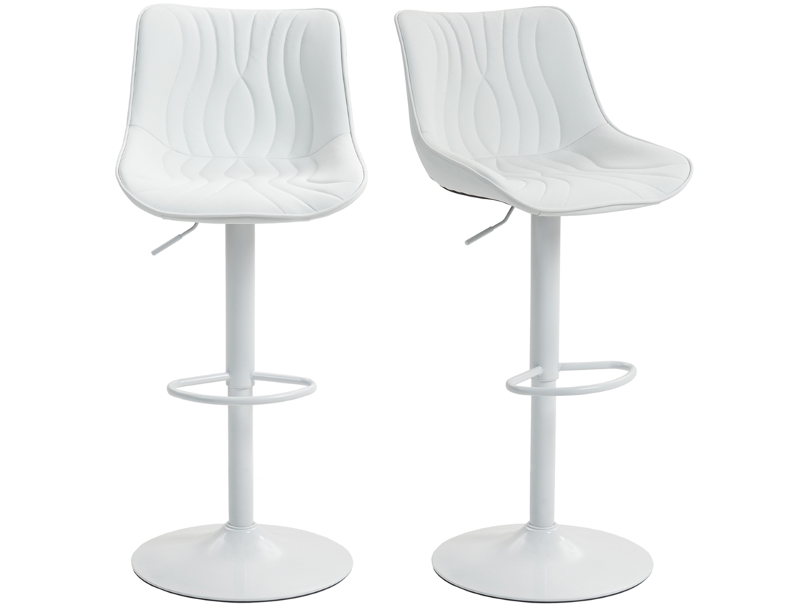Conjunto De 2 Bancos De Bar Giratórios Domésticos, Altura Ajustável E Revestimento Em Couro Sintético, 47,5x54x92-110cm Acabamento Branco.