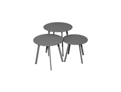 Mesa de centro de jardim - PROLOISIRS - Massaï - ø 50 cm - Cinza - Metal