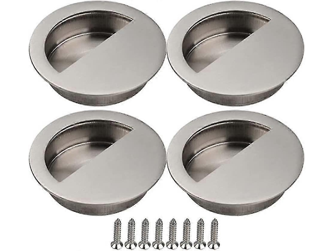4 manijas de porta deslizante, aço inox 304, prateadas, embutidas, com parafusos, para cozinha e dormitório | S/MARCA
