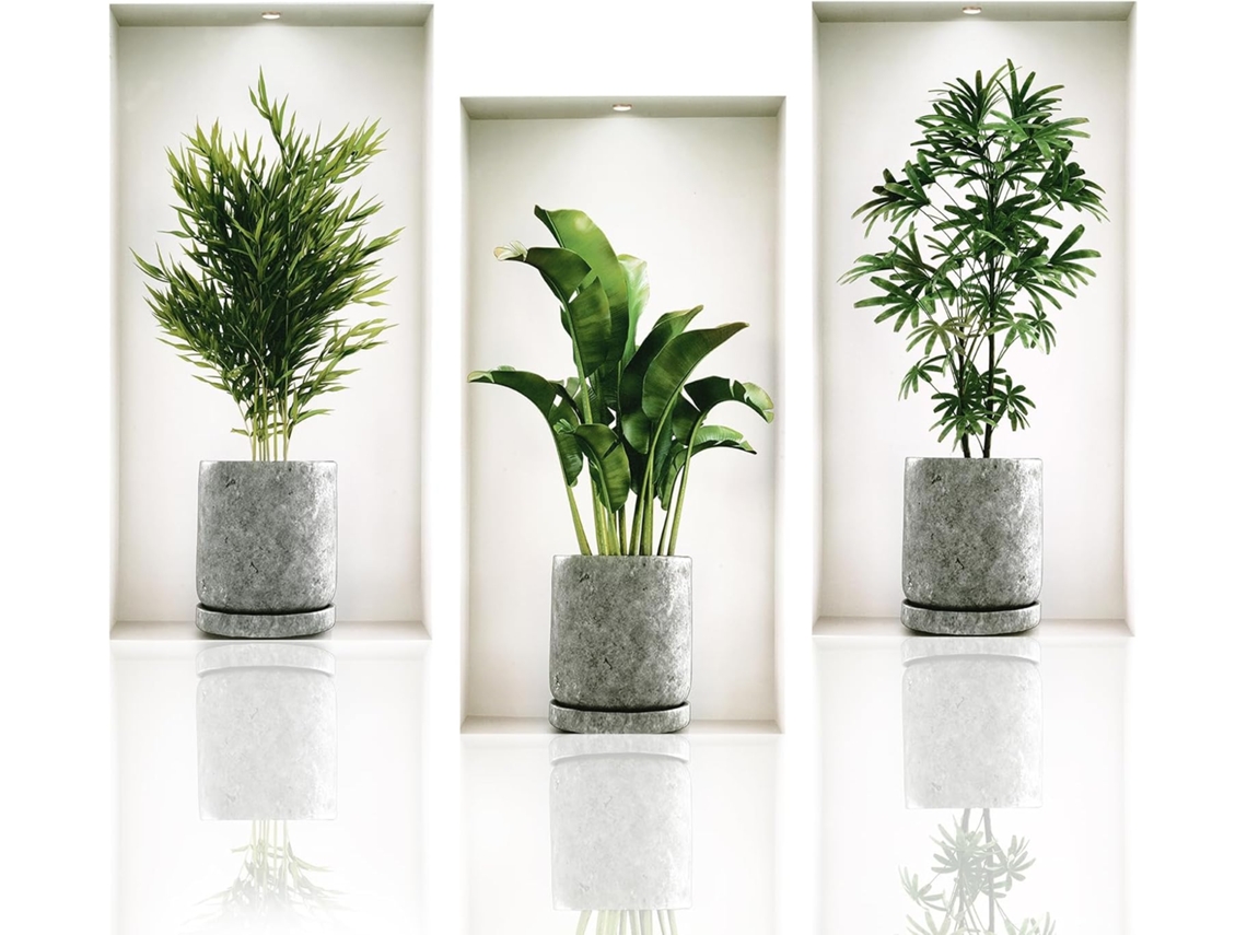 3 Adesivos Parede 3d Plantas