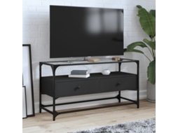 Vidaxl Móvel De Tv C/ Tampo Vidro 98x35x51 Cm Derivados Madeira Preto