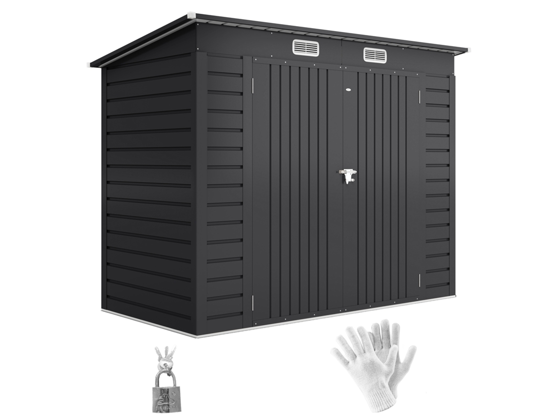 Galpão de Jardim em Aço 2,7m² portas duplas ventilação chapa de aço cinza 249x121x183 Cm | S/MARCA