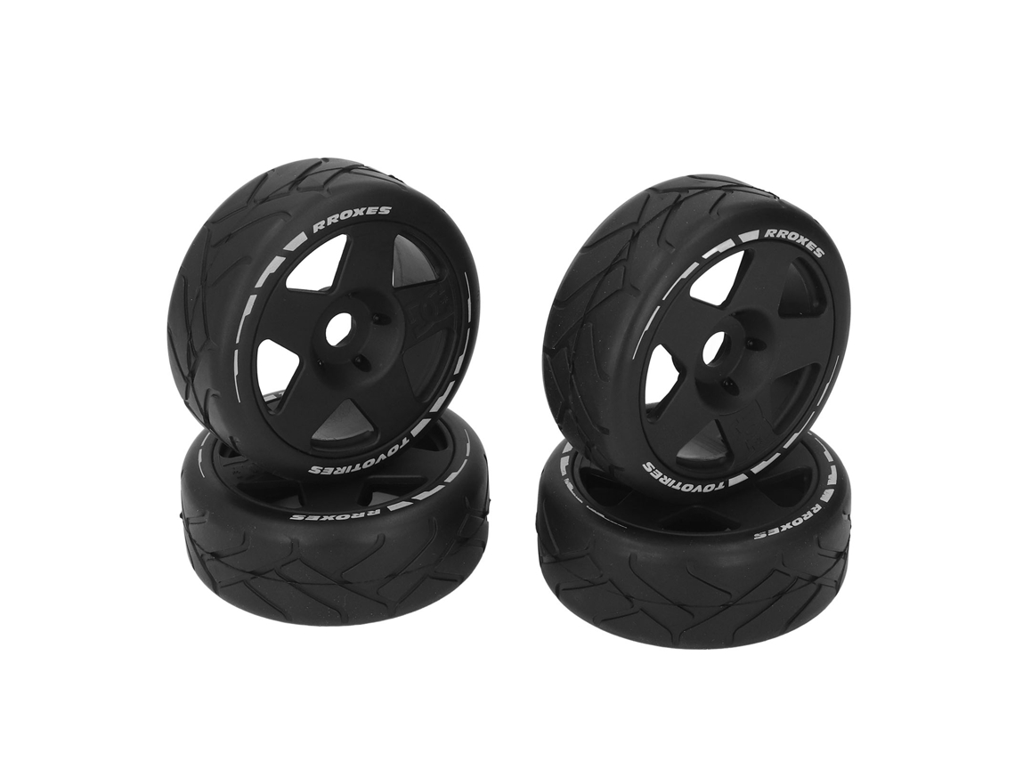 Mali 4 Pcs Rodas Rc 1/8 Gt com Pneus de Corrida de Estrada Adesão Forte Resistente Ao Desgaste com Adaptador 17mm Preto