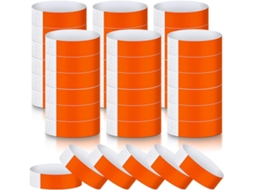 600 pulseiras neon impermeáveis com fecho adesivo para identificação de eventos e controle de convidados, cor laranja.