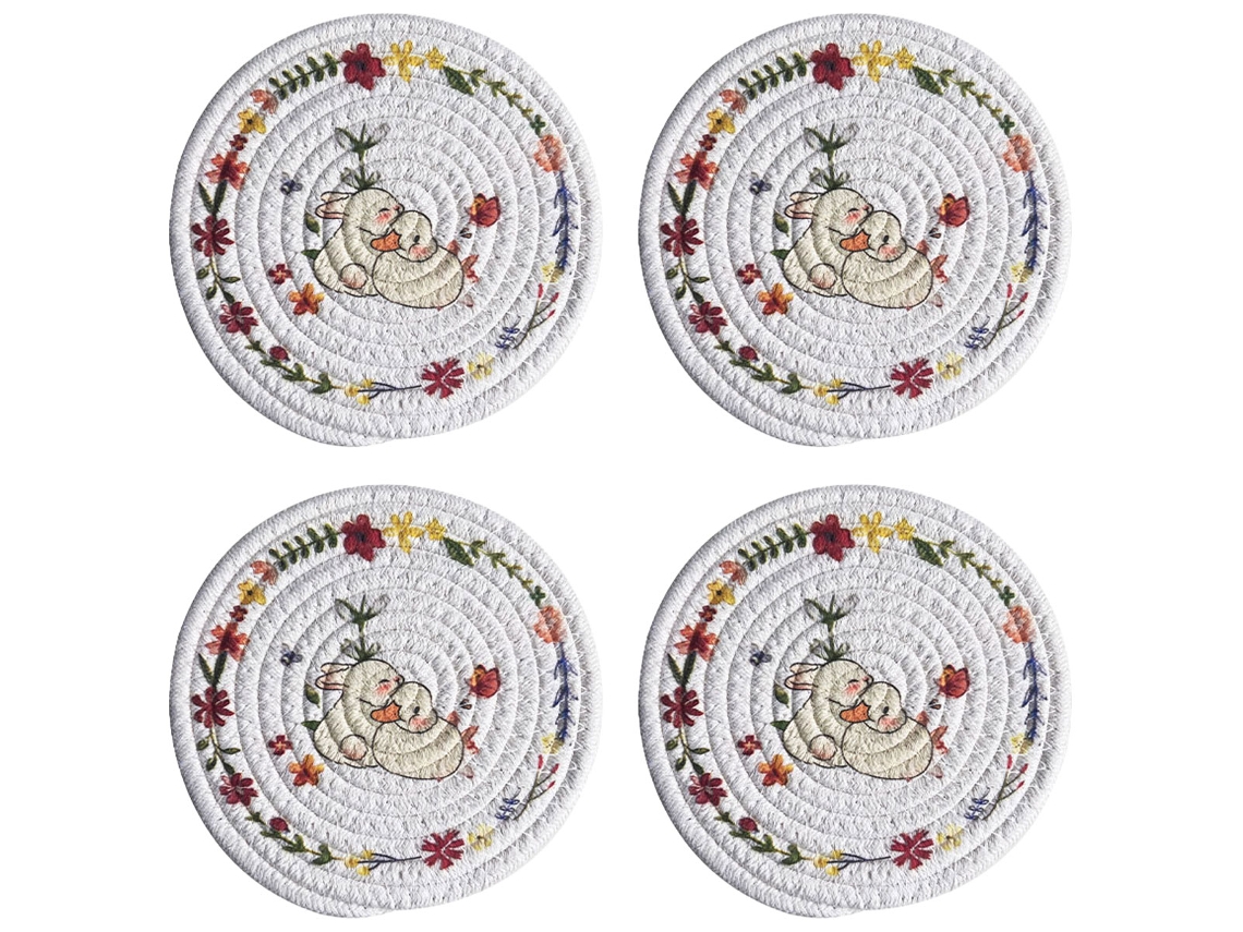 Conjunto de 4 Bases de Algodão com Suporte Minimalistas NEVEANCE