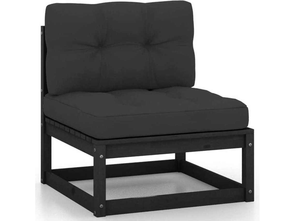 vidaXL Sofá de jardim 4 lugares com almofadões pinho maciço Worten.pt